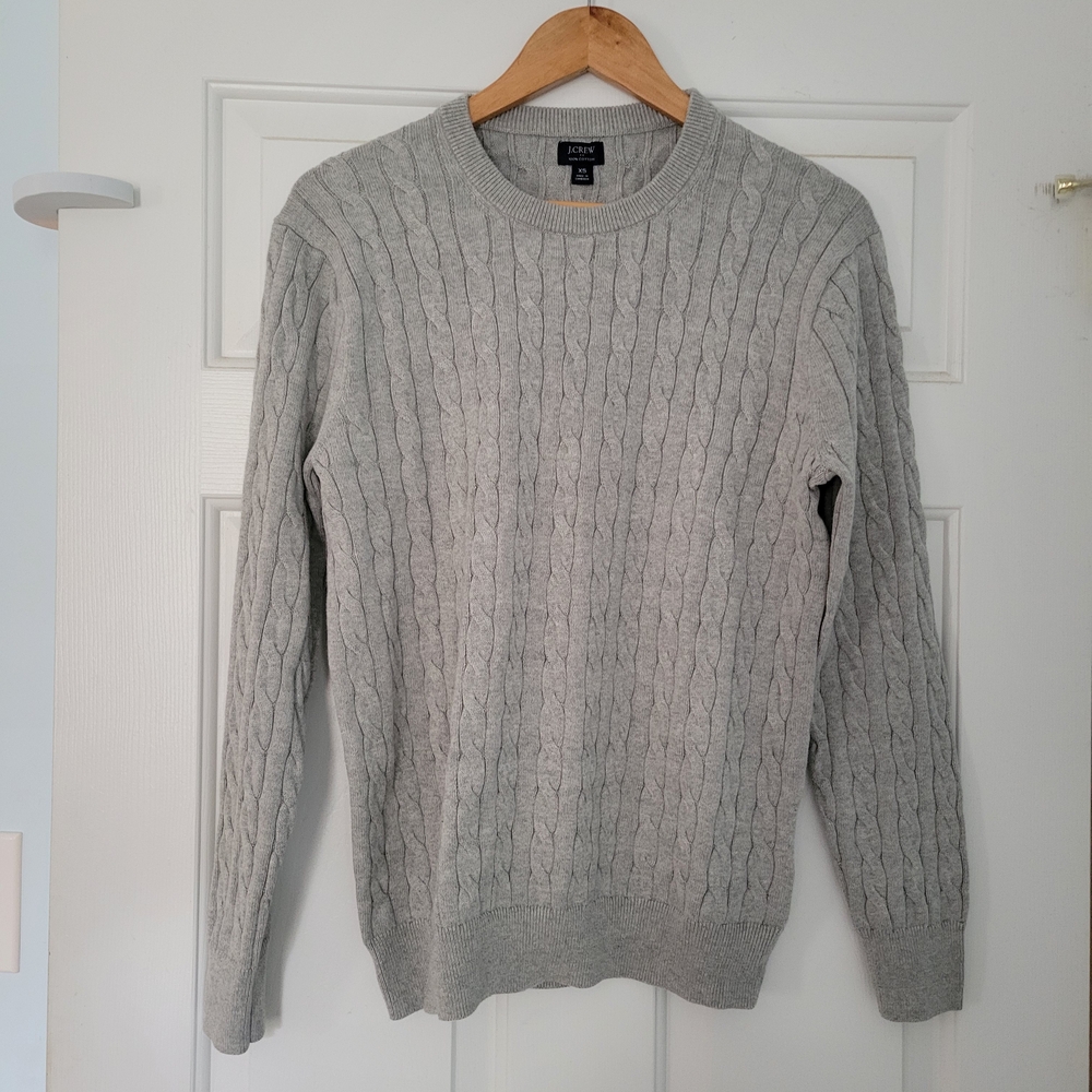 J. Crew Men's Gray Cable Knit Sweater
